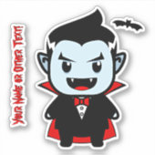Naam toevoegen: Cute Halloween Vampire Black Red B Sticker (Voorkant)