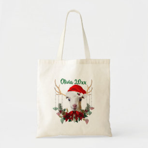 NAAM TOEVOEGEN - Cute Kerstmis LaMancha Goat Kind Tote Bag