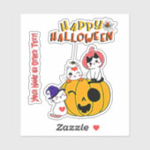 Naam toevoegen: Cute Kittens Pumpkin Spiders Web P Sticker (Vel)