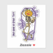 Naam toevoegen: Cute Pumpkin Head Skeleton Skull C Sticker (Vel)