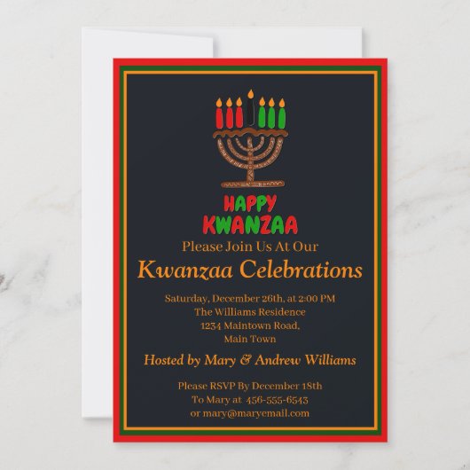 Naam toevoegen Datum Details Happy Kwanzaa-kaarsen Kaart (Voorkant)