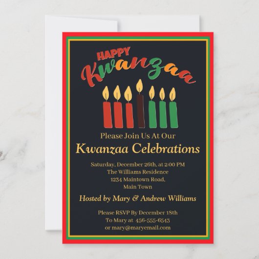 Naam toevoegen Datum Details Happy Kwanzaa-kaarsen Kaart (Voorkant)
