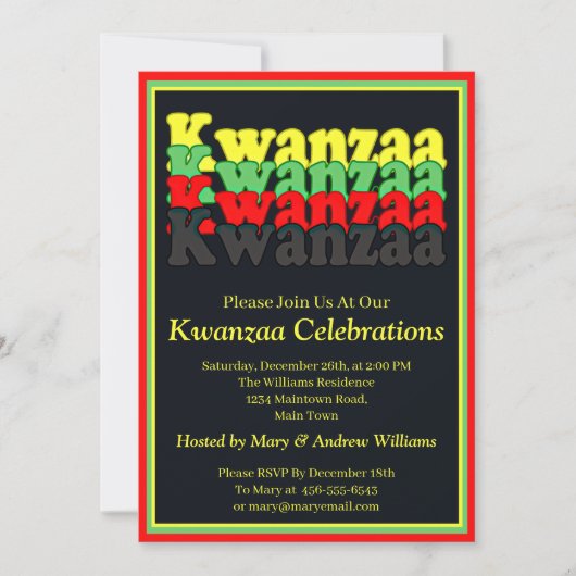 Naam toevoegen Datum Details Kwanzaa Party Uitnodi Kaart (Voorkant)