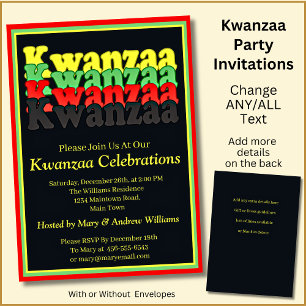 Naam toevoegen Datum Details Kwanzaa Party Uitnodi Kaart