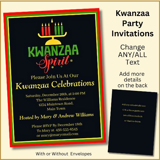 Naam toevoegen Datum Details Kwanzaa Spirit Candle Kaart