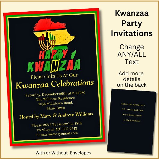 Naam toevoegen Details Kwanzaa Kandles Africa Part Kaart