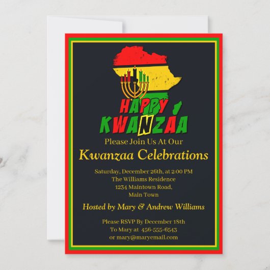 Naam toevoegen Details Kwanzaa Kandles Africa Part Kaart (Voorkant)