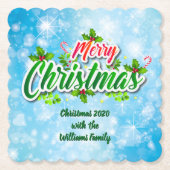 Naam toevoegen die overeenkomt met kerstblauw kartonnen onderzetters (Voorkant)