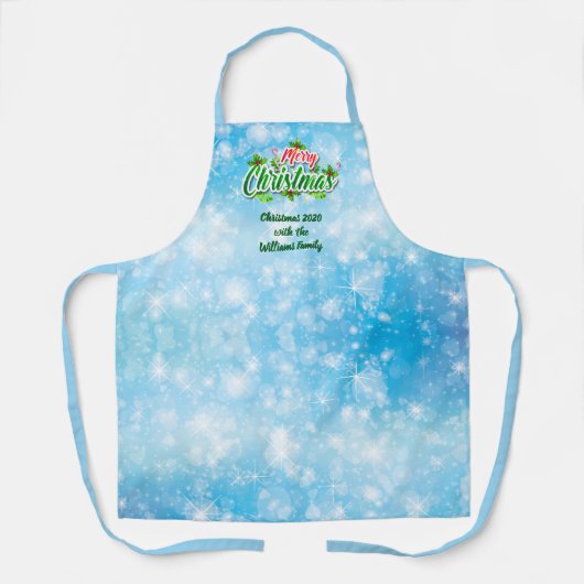 Naam toevoegen die overeenkomt met kerstblauw schort (Voorkant)