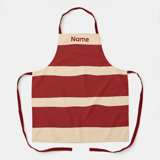 Naam toevoegen Dk Red + Creme Strepen Kitchen Craf Schort (Voorkant)