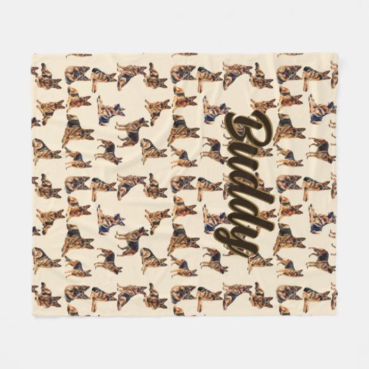 Naam toevoegen, Duitse herder Fleece Deken (Voorkant (Horizontaal))