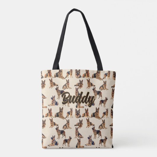 Naam toevoegen, Duitse herder Tote Bag (Achterkant)