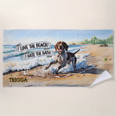 Naam toevoegen, Duitse kortharige aanwijzer in gol Strandlaken (Voorkant)