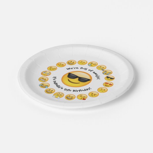 Naam toevoegen - Emoji verjaardagsfeestje geperson Papieren Bordje (Gekanteld)