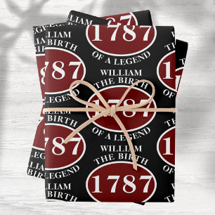 Naam toevoegen en Jaar Birthday Black Inpakpapier Vel
