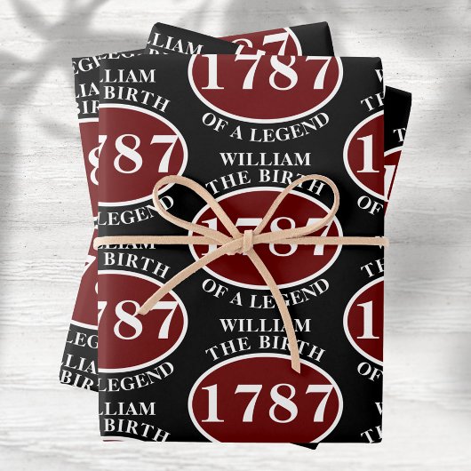 Naam toevoegen en Jaar Birthday Black Inpakpapier Vel