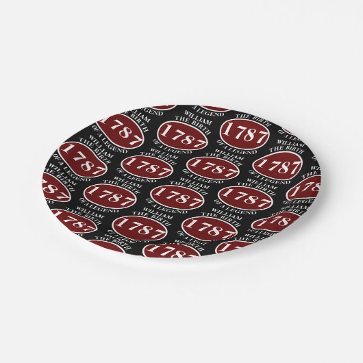 Naam toevoegen en Jaar Birthday Black Papieren Bordje (Gekanteld)