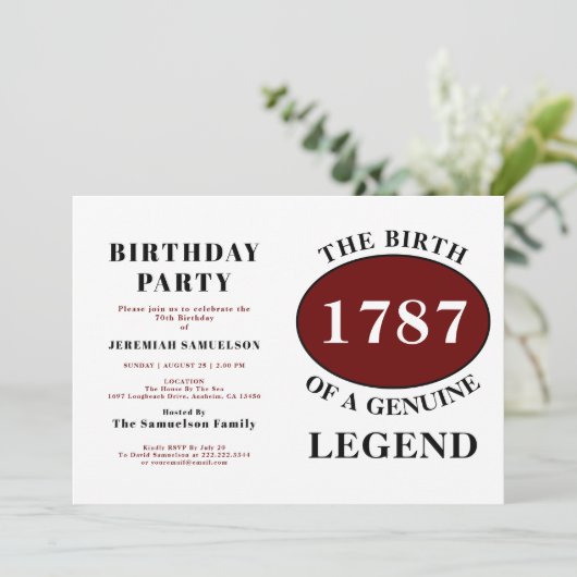 Naam toevoegen en Jaar Rood Legende Dag Kaart (Staand voorkant)