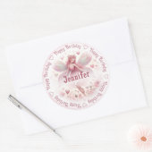 Naam toevoegen Fairy & Flowers Ronde Sticker (Envelop)