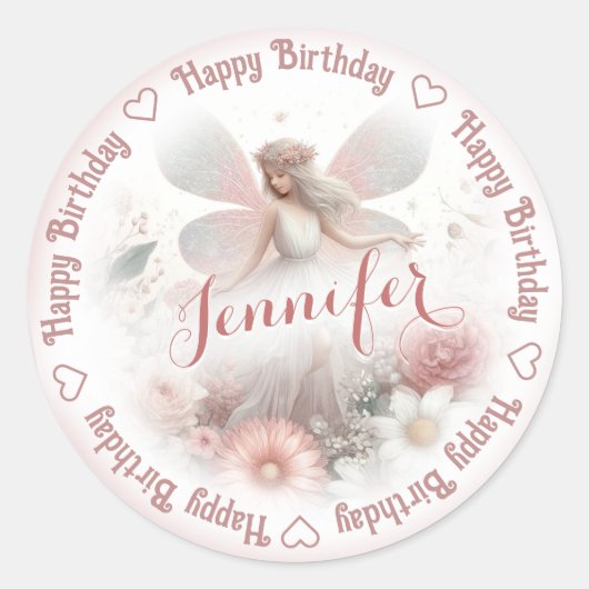 Naam toevoegen Fairy Princess Ronde Sticker (Voorkant)