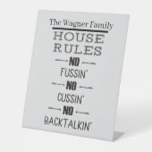 naam toevoegen Familiehuisregels Pedestal Sign Reclamebord Met Voetstuk (Voorkant)