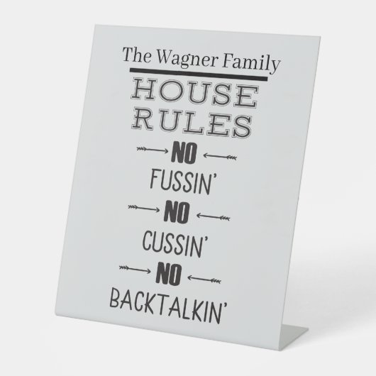 naam toevoegen Familiehuisregels Pedestal Sign Reclamebord Met Voetstuk (Voorkant)