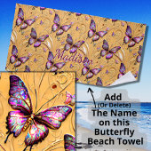 Naam toevoegen: Fantasy Butterfly Mauve Iridescent Strandlaken