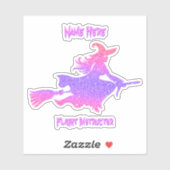 Naam toevoegen: Flight Instructor Witch op vliegen Sticker (Vel)