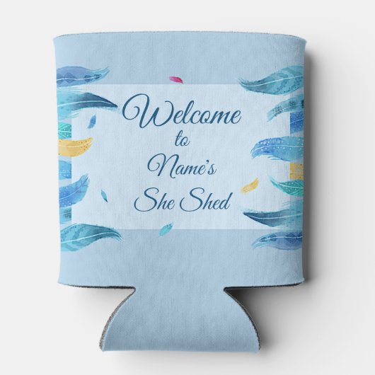 Naam toevoegen Geef Tekst uit Ze heeft Boho Blue F Blikjeskoeler (Achterkant)