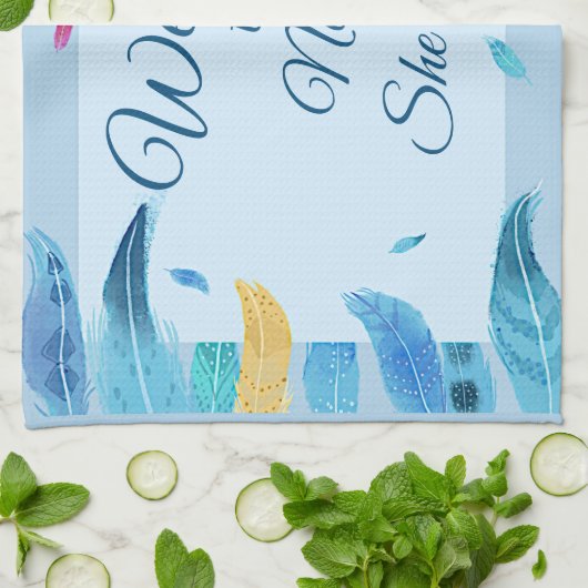 Naam toevoegen Geef Tekst uit Ze heeft Boho Blue F Theedoek (Gevouwen)