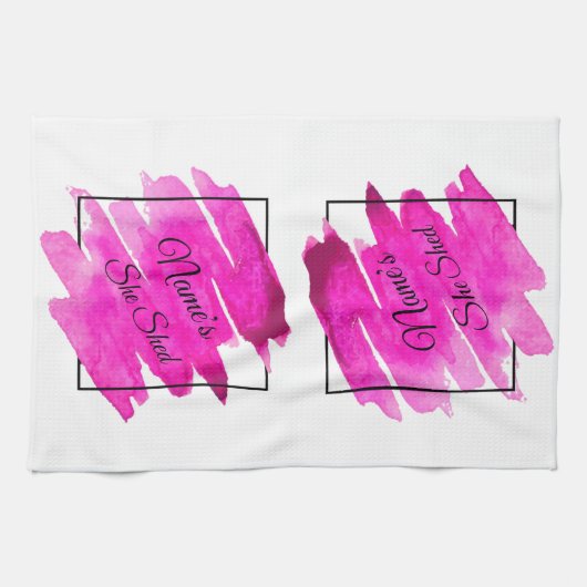 Naam toevoegen Geef Tekst uit Zij vormde Mauve Pen Theedoek (Horizontaal)