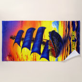 Naam toevoegen, gestileerde Blue Pirate Sailing Sh Strandlaken (Voorkant)