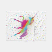 Naam toevoegen - Gold Glitter Rainbow Unicorn Fleece Deken (Voorkant (Horizontaal))