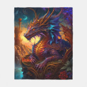 Naam toevoegen, Golden Red & Blue Iridescent Drago Fleece Deken (Voorkant)