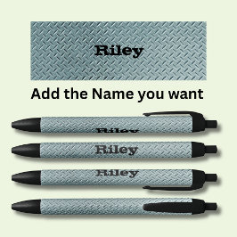 Naam toevoegen Grey Steel Checker Bord Effect Zwarte Inkt Pen