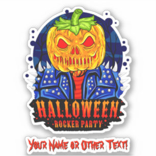 Naam toevoegen: Halloween Rocker Party Pumpkin Hea Sticker