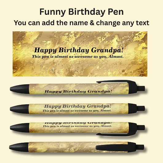 Naam toevoegen, Happy Birthday & Geweldige Bericht Zwarte Inkt Pen