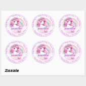 Naam toevoegen Happy Birthday Unicorn Ronde Sticker (Vel)