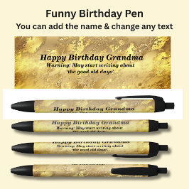 Naam toevoegen Happy Birthday & Waarschuwingsberic Zwarte Inkt Pen