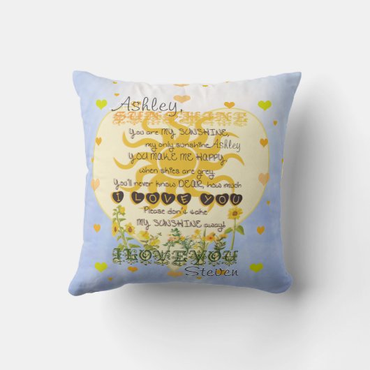 Naam toevoegen Harten en zonneschijn Kussen (Achterkant)