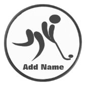 Naam toevoegen Hockey Player Stick Puck Zwart Wit (Voorkant)