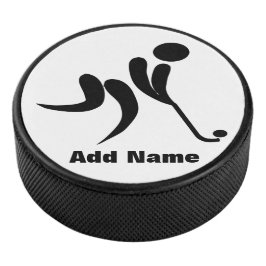 Naam toevoegen Hockey Player Stick Puck Zwart Wit