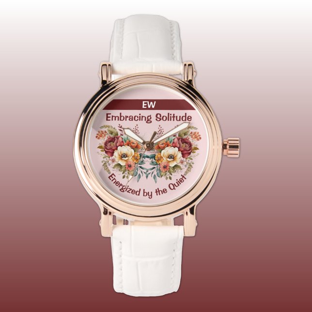 Naam toevoegen introvert solitude floral pink horloge (Creator heeft geüpload)