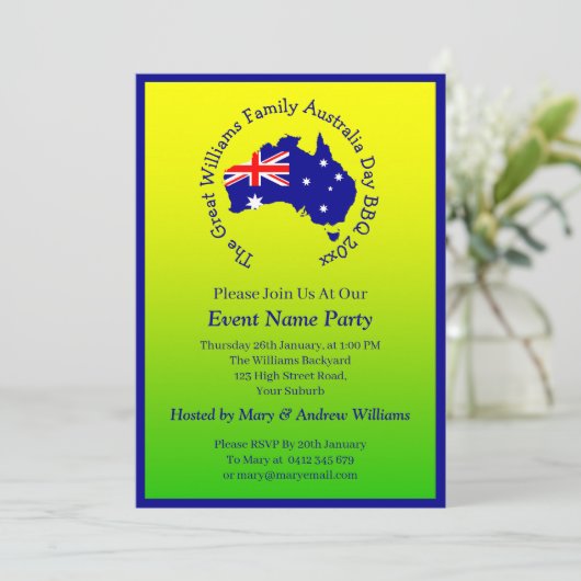 Naam toevoegen Jaar Datum Australië Dag Groen Goud Kaart (Staand voorkant)