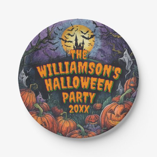 Naam toevoegen Jaar Halloween Party 7" Papieren Bordje (Voorkant)