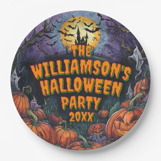 Naam toevoegen Jaar Halloween Party 9" Papieren Bordje (Voorkant)