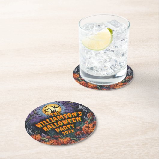 Naam toevoegen Jaar Halloween Party Ronde Kartonnen Onderzetter (Insitu)