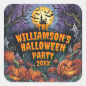 Naam toevoegen Jaar Halloween Party Vierkante Sticker (Voorkant)