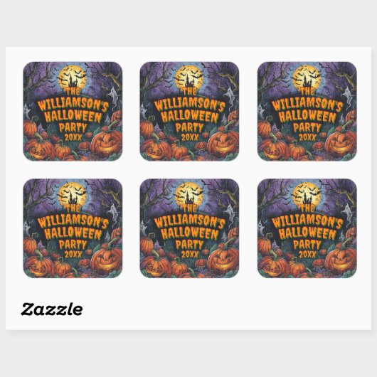 Naam toevoegen Jaar Halloween Party Vierkante Sticker (Vel)