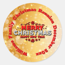 Naam toevoegen Jaar komt overeen met Merry Kerstmi Ronde Sticker